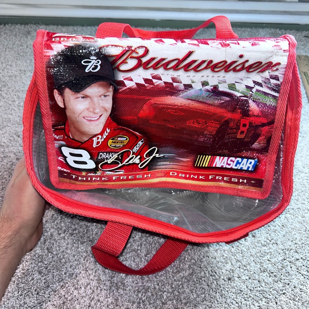 Budweiser Red Duffel Bag with Racing Design - Picture 2 of 6